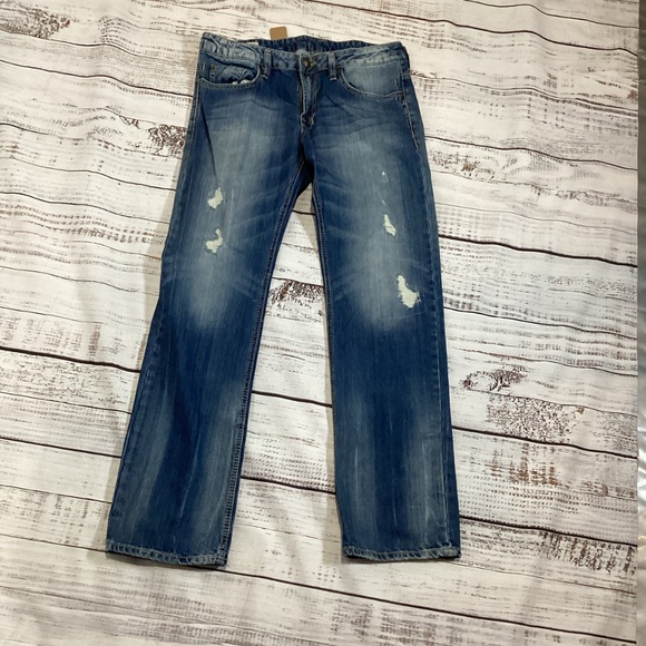 1604. Mens Buffalo Six Straight Leg Jeans Light Wash Size 32x32 - Picture 1 of 4